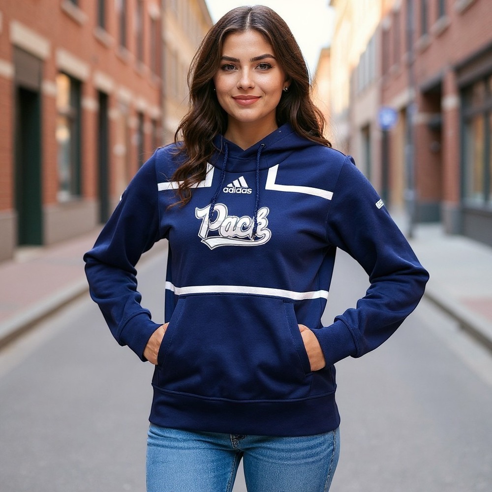 Adidas NCAA Nevada Wolf Pack Fashion Pullover Hoodie Womens S Blue Athletic Walk